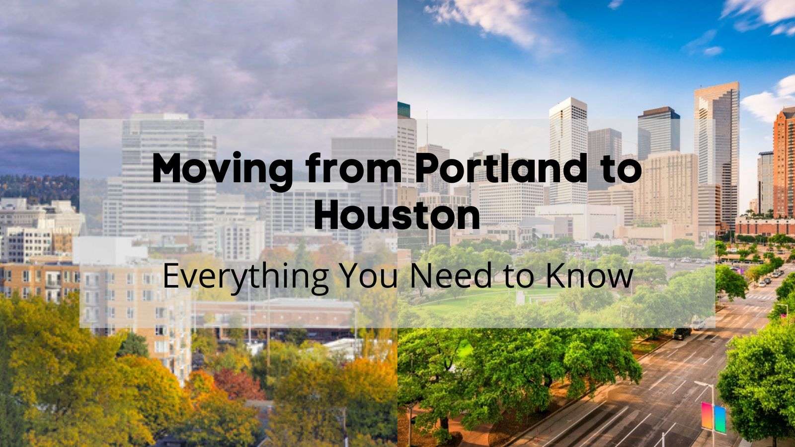 portland skyline on the left and houston skyline on the right