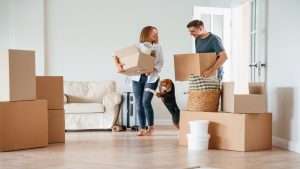 Couple moving to new apartment 