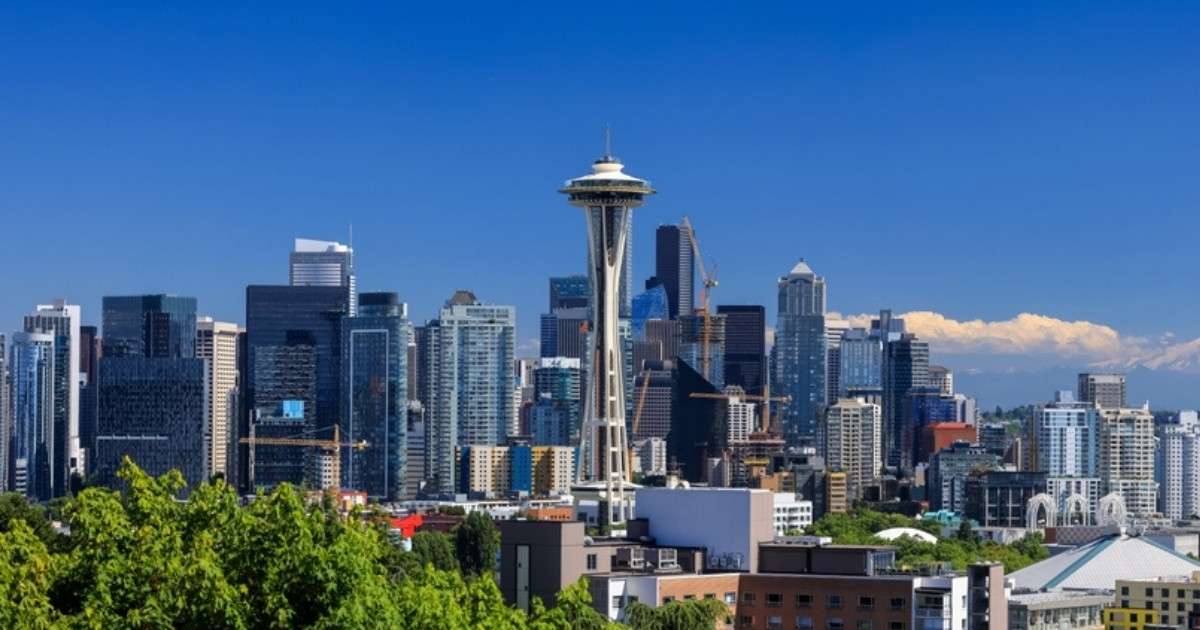 The Seattle skyline on a sunny day